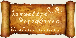 Kornelije Mitraković vizit kartica